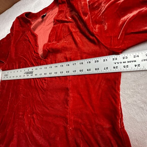 Blue Fish Womens Velvet Tunic Top & Maxi Skirt Set Size 1 Red Art to Wear - Picture 8 of 16